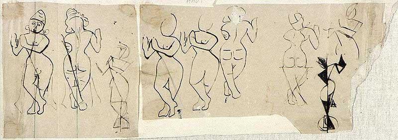 Theo van Doesburg Sketches of Krishna playing a flute oil painting image